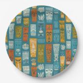 Retro Tiki Totems Papieren Bordje (Voorkant)