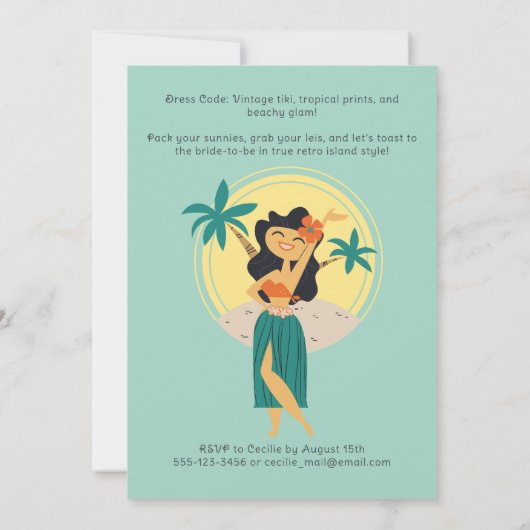 Retro Tiki tropisch strand Bachelorette weekend Kaart (Achterkant)