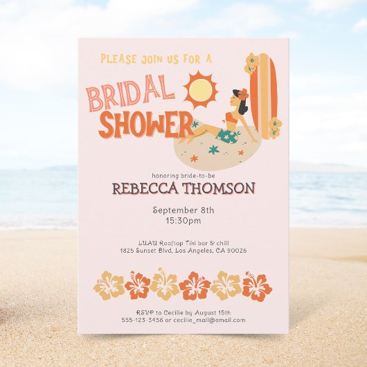 Retro Tiki Tropisch surf strand Vrijgezellenfeest Kaart