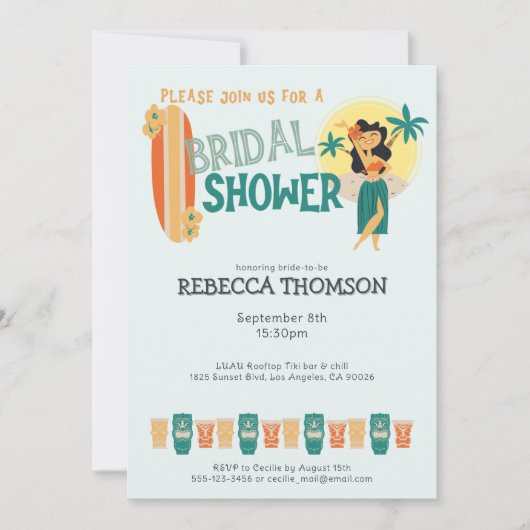 Retro Tiki Tropisch Vrijgezellenfeest Kaart (Voorkant)