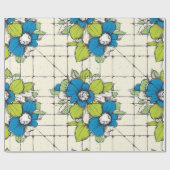 Retro Tile Bloom Floral Wrapping Paper Cadeaupapier (Vlak)