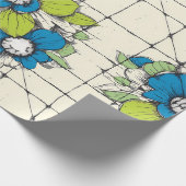 Retro Tile Bloom Floral Wrapping Paper Cadeaupapier (Hoek)