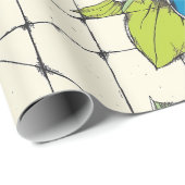 Retro Tile Bloom Floral Wrapping Paper Cadeaupapier (Rol Hoek)