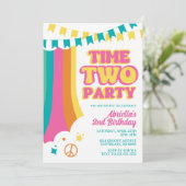 Retro Time Two Feest 2e Verjaardagsuitnodiging Kaart (Staand voorkant)