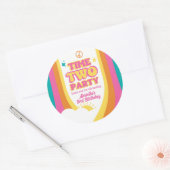 Retro Time Two Feestje 2e Verjaardag Sticker (Envelop)