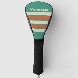 Retro Timeless Across Strepen met Naam Golfheadcover