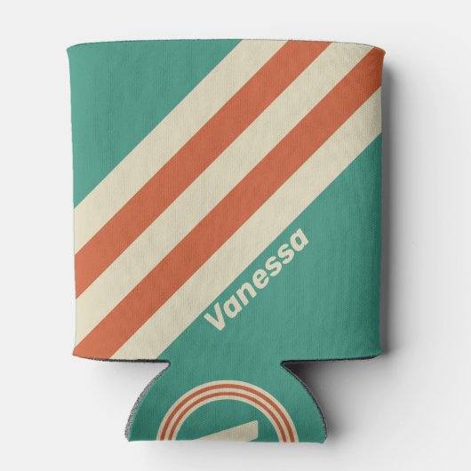 Retro Timeless Stripes with Name Blikjeskoeler (Achterkant)