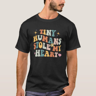 Retro Tiny Humans Stole My Heart Valentine's Day N T-shirt
