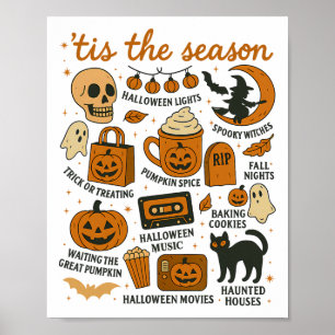 Retro Tis Het Seizoen Halloween Seizoen Herfst Gho Poster