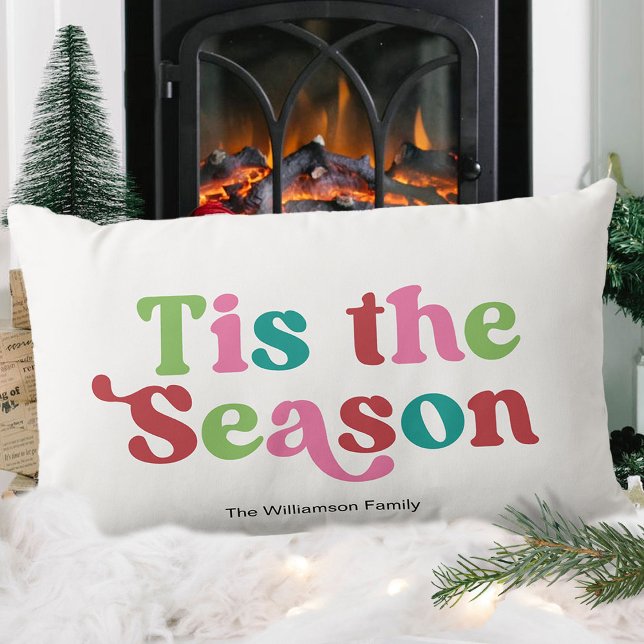 Retro Tis het Seizoen Helder Kerstmis Kussen (Creator heeft geüpload)