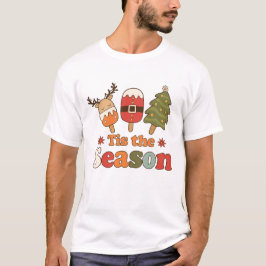 Retro Tis het Seizoen Kerstmis Schattig Vakantie T-shirt