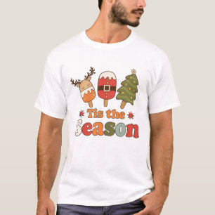 Retro Tis het Seizoen Kerstmis Schattig Vakantie T-shirt