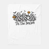 Retro Tis The Season Checkered Halloween Fleece Deken (Voorkant)