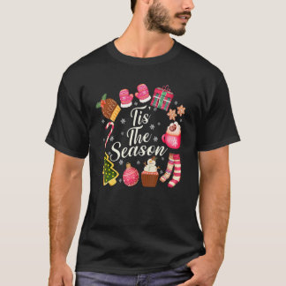 Retro Tis' The Season Christmas Doodles Men Women  T-shirt