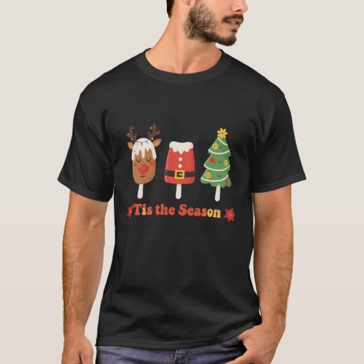 Retro Tis the Season Christmas Popsicles Holiday T-shirt (Voorkant)