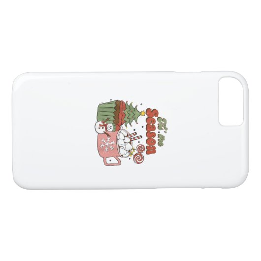 Retro Tis The Season Christmas Tree Coffee Snowman Case-Mate iPhone Case (Achterkant (Horizontaal))
