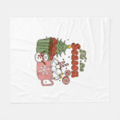 Retro Tis The Season Christmas Tree Coffee Snowman Fleece Deken (Voorkant (Horizontaal))