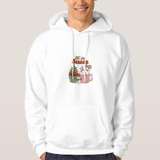 Retro Tis The Season Christmas Tree Coffee Snowman Hoodie (Voorkant)