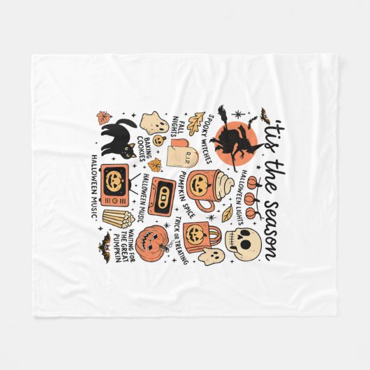 Retro Tis The Season Halloween Season Fall Design Fleece Deken (Voorkant (Horizontaal))