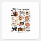 Retro Tis The Season Halloween Season Fall Design Vierkante Sticker (Voorkant)