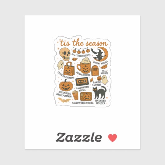 Retro Tis The Season Halloween Season Fall Sticker (Vel)
