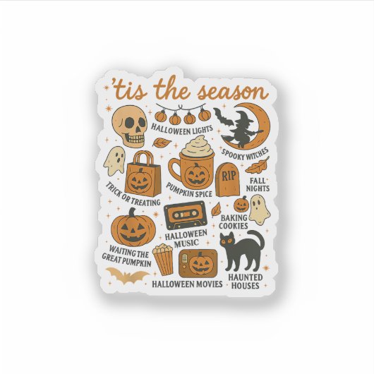 Retro Tis The Season Halloween Season Fall Sticker (Voorkant)