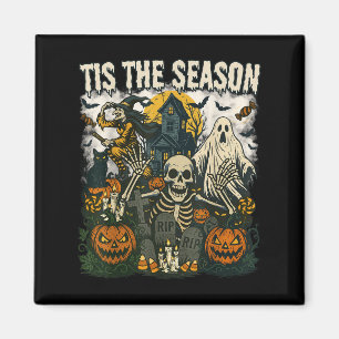 Retro Tis The Season Halloween Skelet Geest Vi Magneet