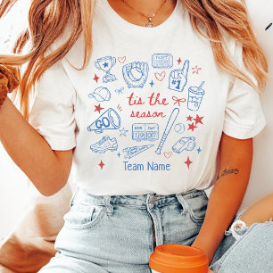 Retro Tis the Season Honkbal Aangepaste Teamnaam T-shirt
