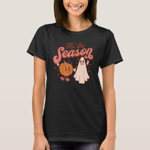 Retro Tis' The Season Pompoen En Geest Halloween T-shirt