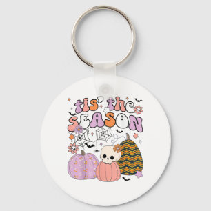Retro Tis The Season Pompoen Halloween Schedel Spo Sleutelhanger