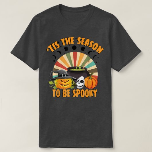 Retro Tis The Season To Be Spooky Moonphase Witch  T-shirt (Design voorkant)