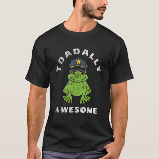 Retro Toad Frog Pun Toadally Geweldige Politiebure T-shirt (Voorkant)