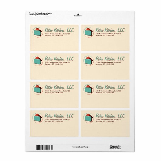 Retro Toaster Verzendlabels Etiket (Full Sheet)
