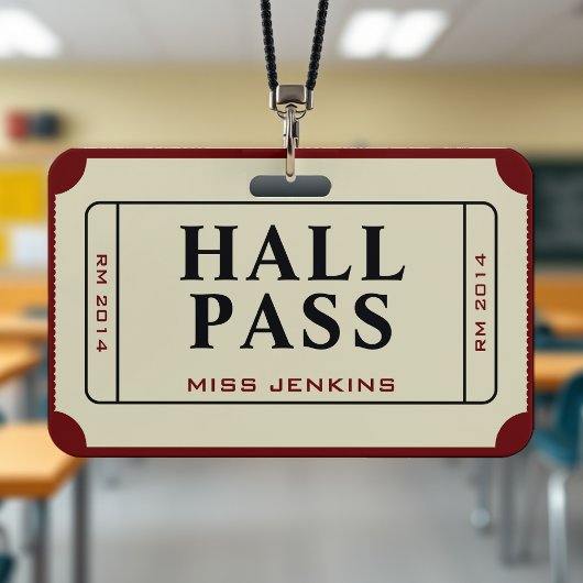 Retro toegangsbewijs school leraar student hal pas badge