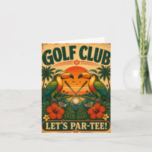 Retro Toekan Golfclub Vouwbare Verjaardagsuitnodig