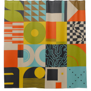 Retro toekomst: abstract pastelkunstwerk. douchegordijn