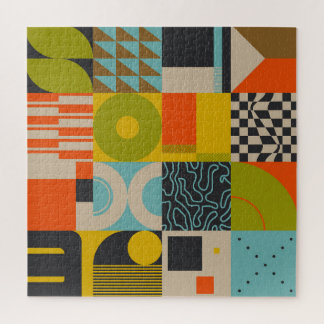 Retro toekomst: abstract pastelkunstwerk. legpuzzel