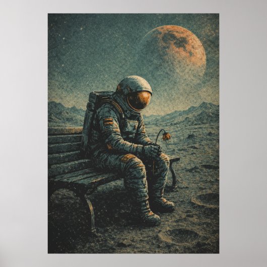 Retro-Toekomst Astronaut, Science-Fiction Ruimte A Poster (Voorkant)