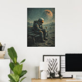 Retro-Toekomst Astronaut, Science-Fiction Ruimte A Poster (Thuiskantoor)
