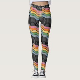 Retro Toekomst Disco Regenboog Streep Leggings