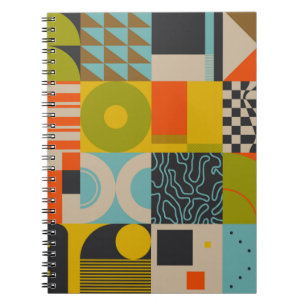 Retro toekomst geïnspireerde kunstwerken van abstr notitieboek