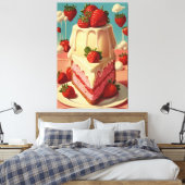 Retro toekomstige aardbeientaart Canvas Print (Insitu (Slaapkamer))