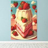 Retro toekomstige aardbeientaart Canvas Print (Insitu (Houten vloer))