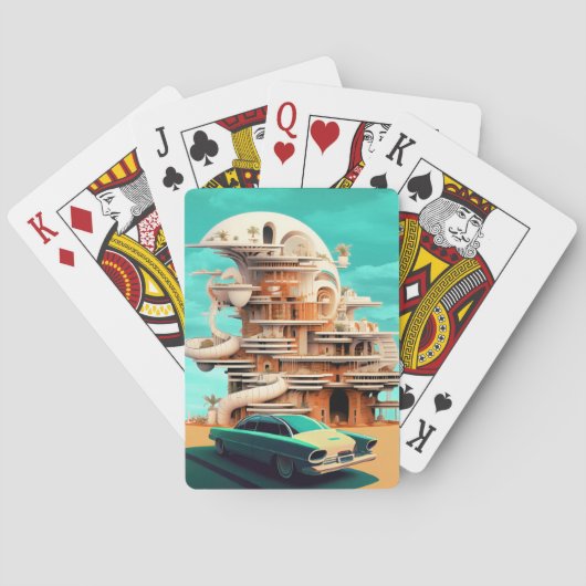 Retro Toekomstige Auto's Cinematic Auto's Speelkaa Pokerkaarten (Achterkant)