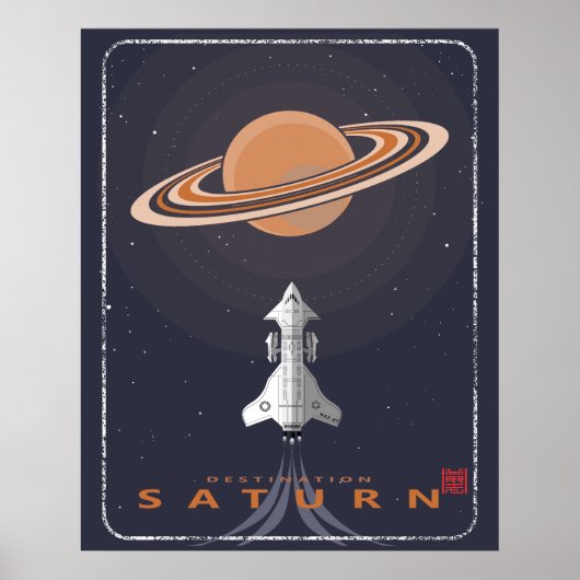 Retro toekomstige bestemming Saturn Poster (Voorkant)