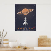 Retro toekomstige bestemming Saturn Poster (Keuken)