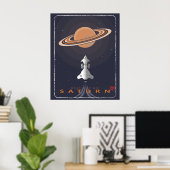 Retro toekomstige bestemming Saturn Poster (Thuiskantoor)