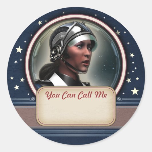 Retro Toekomstige Vrouw Naam Tag Stickers (Voorkant)