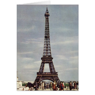 Retro toeristen reizen in Parijs Eiffeltoren