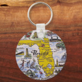 Retro-toeristenkaart van  Florida Sleutelhanger (Voorkant)